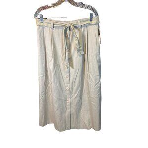 Dyanna B NWT Beige Button Front Maxi Skirt With Waist Belt Tie Size 14